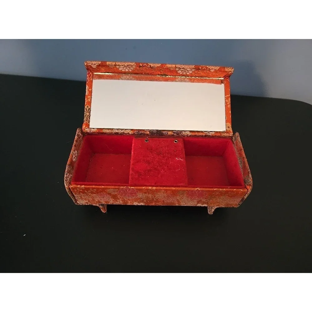 Vintage Fabric Covered Musical Jewelry Box made in Japan - Music Box‎ - Works